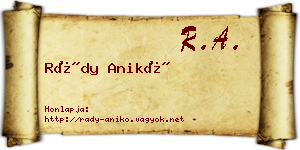 Rády Anikó névjegykártya